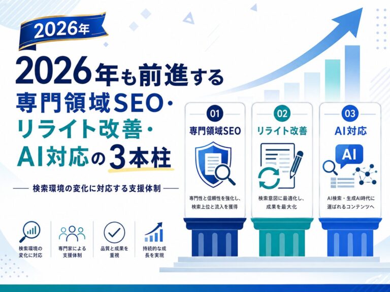 2026年も、専門領域のSEO記事とリライト支援、AI対応をメインに前進します。